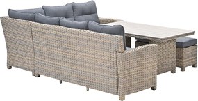 Garden Impressions Alaska lounge dining set 6-delig links - vintage willow - light teak vironwood