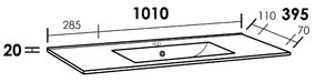 Sanituba Kera SMALL wastafel keramiek met kraangat 100cm