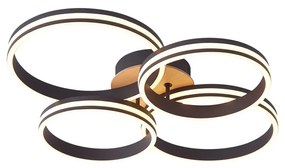 Plafondlamp hout incl. LED 3-staps dimbaar 4-lichts - Navara