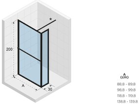 Riho Lucid GD402 douchewand met zijwand 120x200cm matzwart
