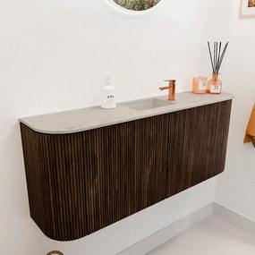 Mondiaz Joya DLux 105cm toiletmeubel ronding links/rechts walnut met wastafel faye midden 1 kraangat opalo