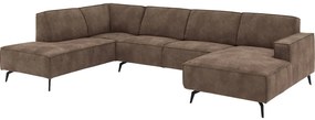 Goossens Hoekbank Hercules bruin, microvezel, 2-zits, modern design met ligelement links