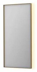 INK SP32 spiegel - 50x4x100cm rechthoek in stalen kader incl indir LED - verwarming - color changing - dimbaar en schakelaar - geborsteld mat goud 8410012
