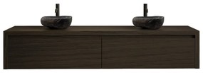 Gliss Design Ares badmeubel 160cm 2 lades charcoal met rivierstenen waskommen