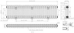 Eastbrook Imperia 2 koloms radiator 115x30cm 875W wit glans