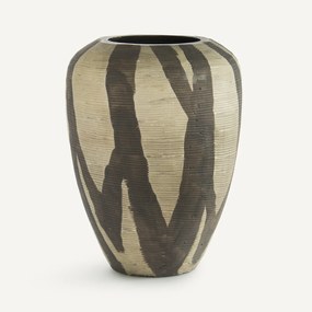 Beschilderde glazen vaas met matte strepen, H20,5 cm, Hedi