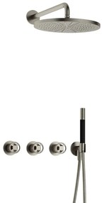Hotbath Cobber IBSW70 Regendoucheset inbouw - 38.5cm wandarm - 30cm ronde hoofddouche - staafhanddouche - Geborsteld nikkel IBSW70GN5
