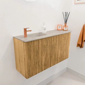 Mondiaz Joya DLux 80cm toiletmeubel ronding rechts oak met wastafel faye links 1 kraangat opalo