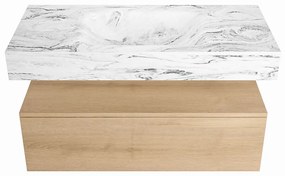 Mondiaz Alan DLux badmeubel 100cm washed oak 1 lade met wastafel glace midden 1 kraangat