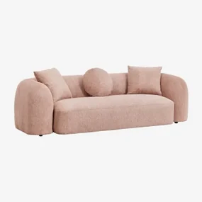 3-zitsbank In Coco Chenille Stof Chenille Roze – Kwarts - Sklum