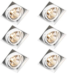 Set van 6 Inbouwspot wit GU10 AR111 trimless verstelbaar - Oneon