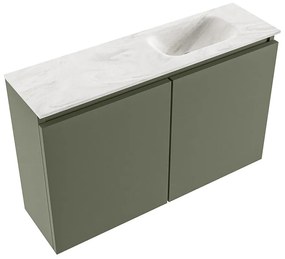 Mondiaz Ture DLux toiletmeubel 80cm army met wastafel ostra rechts zonder kraangat