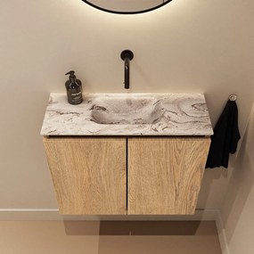 Mondiaz Ture DLux toiletmeubel 60cm washed oak met wastafel glace midden zonder kraangat