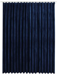 vidaXL Gordijn verduisterend met haken 290x245 cm fluweel blauw