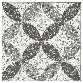 Terre d'Azur Terrazzo vloertegel met decor 20x20cm wit/zwart/grijs - per 25 stuks