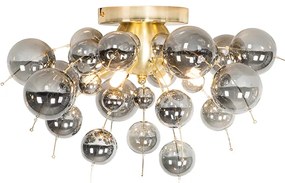 Design plafondlamp messing met smoke glas 4-lichts - Explode