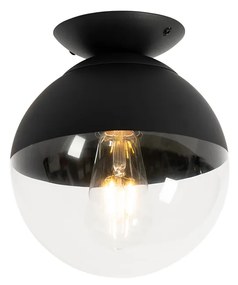 Retro plafondlamp zwart met helder glas - Eclipse Retro E27 bol / globe / rond Binnenverlichting Lamp