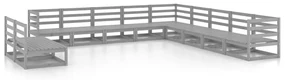 vidaXL 11-delige Loungeset massief grenenhout grijs