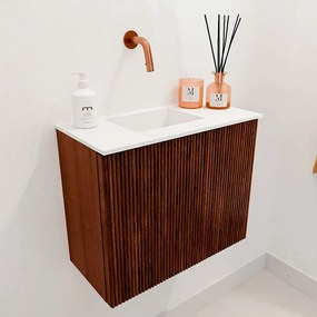 Mondiaz Joya 50cm toiletmeubel ruby met wastafel faye links zonder kraangat talc