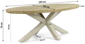 Dining Tuintafel ovaal 240 x 120 cm Aluminium/Teak Taupe Santika Diogo