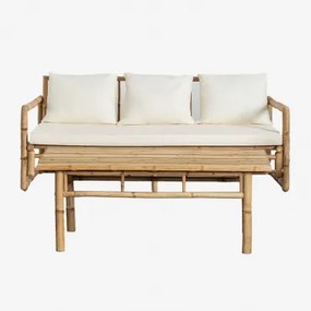Tuinset Met 3-zitsbank En Salontafel 120x60cm In Livayna Bamboe Bamboe - Sklum