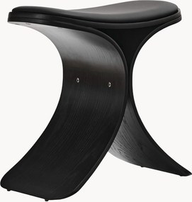 Eikenhouten kruk Luno met leren zitting