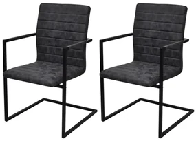vidaXL Eetkamerstoelen 2 st kunstleer zwart