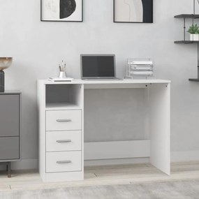 vidaXL Bureau met lades 102x50x76 cm bewerkt hout wit