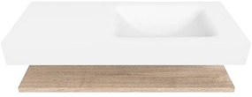 Zaro Alan badmeubel 110cm met planchet washed oak en vrijhangende wastafel cloud rechts 1 kraangat talc