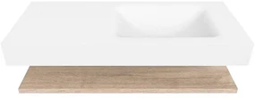 Zaro Alan badmeubel 110cm met planchet washed oak en vrijhangende wastafel cloud rechts 1 kraangat talc