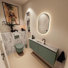 MONDIAZ TURE-DLUX 120cm toiletmeubel Army. EDEN wastafel Glace positie midden. Met 1 kraangat. TUREDX120ARMM1GLA