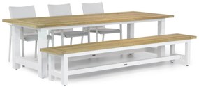 Tuinset 6 personen 260 cm Aluminium/teak Wit Lifestyle Garden Furniture Brandon/Los