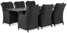 Tuinset 6 personen 220 cm Wicker Zwart Garden Collections Buckingham/Graniet