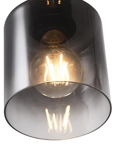 Eettafel / Eetkamer Moderne hanglamp zwart met smoke glas 4-lichts - Dame Modern E27 rond Binnenverlichting Lamp