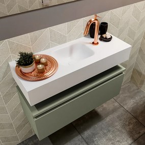 Mondiaz Andor toiletmeubel 80cm army met witte wastafel midden met kraangat