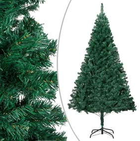 vidaXL Kunstkerstboom met LED's en kerstballen 210 cm PVC groen