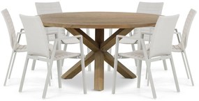 Tuinset Ronde Tuintafel 6 personen 160 cm Aluminium/textileen Taupe  Osmen Joliet/Sand