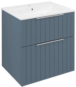 Sapho Cirasa badmeubel 60cm met blauw ribbelfront en witte wastafel