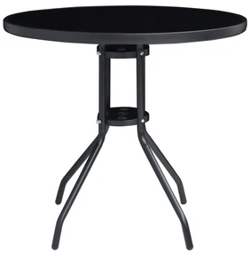 vidaXL Tuintafel 80 cm staal en glas zwart