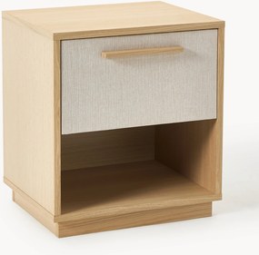 Houten nachtkastje Wisp met gestoffeerde voorkant