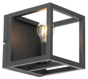 Industriële wandlamp zwart - Cage Industriele / Industrie / Industrial E27 vierkant Binnenverlichting Lamp