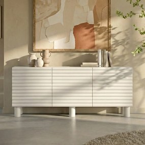 Dressoir Met Grote Ribbels Wit 180 Cm - 180x40x75cm.