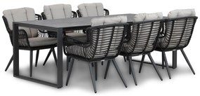 Tuinset 6 personen 220 cm Wicker/Aluminium/Aluminium/wicker Zwart Coco Azzano/Zaga