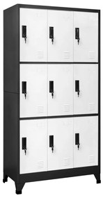 vidaXL Lockerkast 90x45x180 cm staal antracietkleurig en wit