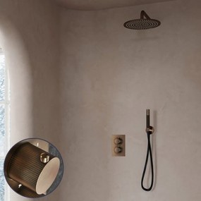 Saniclear Antique Stripes Pro inbouw regendouche met 20cm hoofddouche en muurarm verouderd messing