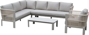 Veneto hoek loungeset 4 delig aluminium latte zand rope