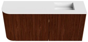 Mondiaz Joya 90cm toiletmeubel ronding links ruby met wastafel faye rechts 1 kraangat talc