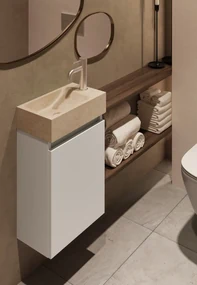 Fontana White Travertin toiletmeubel 40cm wit mat