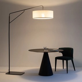 Boogvormige staande lamp in metaal ijzer en linnen, Cinqua