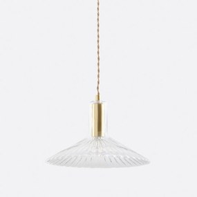 Hanglamp in messing en geribbeld glas Ø24,5cm, Gramma